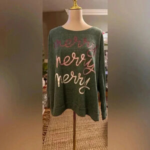 Holiday Time Green Merry Sweater